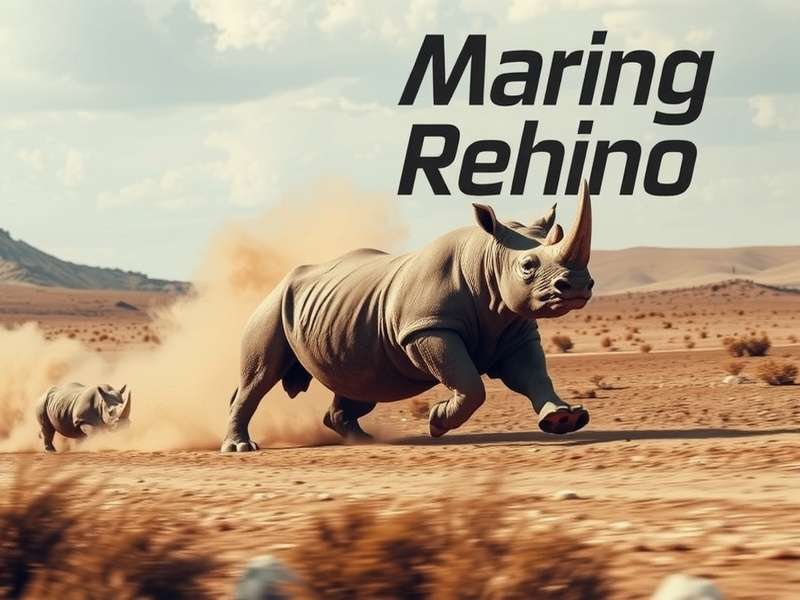 Racing Rhino Game Cover Art with Indian Forest Racing Scene and Colorful Rhinos